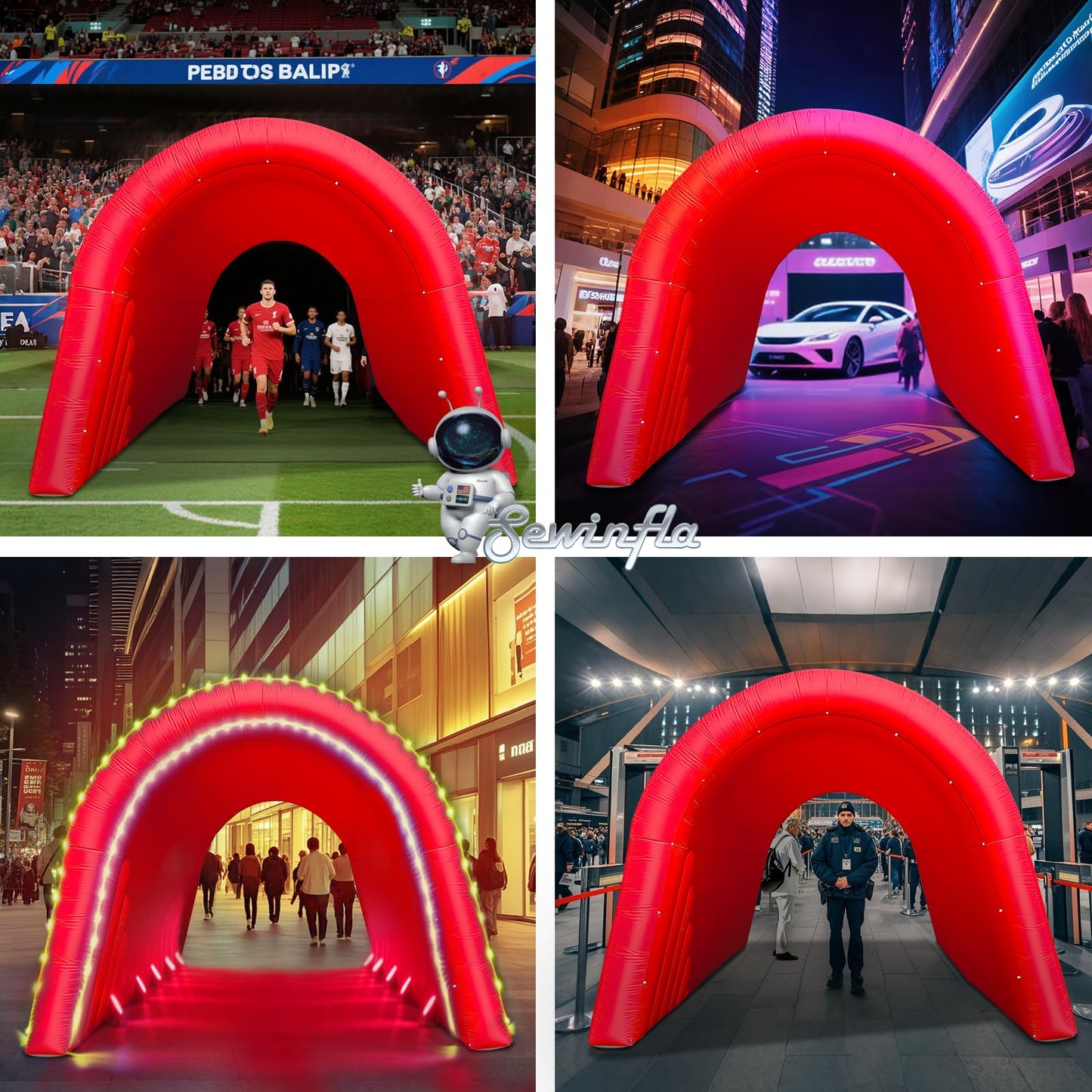 20X10x11Ft Inflatable Sports Tunnel Entrance with Blower Inflatable Tunnel Tent for Business Advertising Event Exhibition（Red）