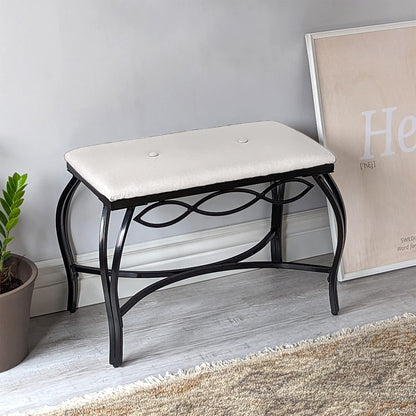 Mango Steam Heather Gray Shoe Bench - Vanity Seat for Makeup Room, Dressing Stool, Entryway Bench - Powder Coated, Upholstered, Space Saving