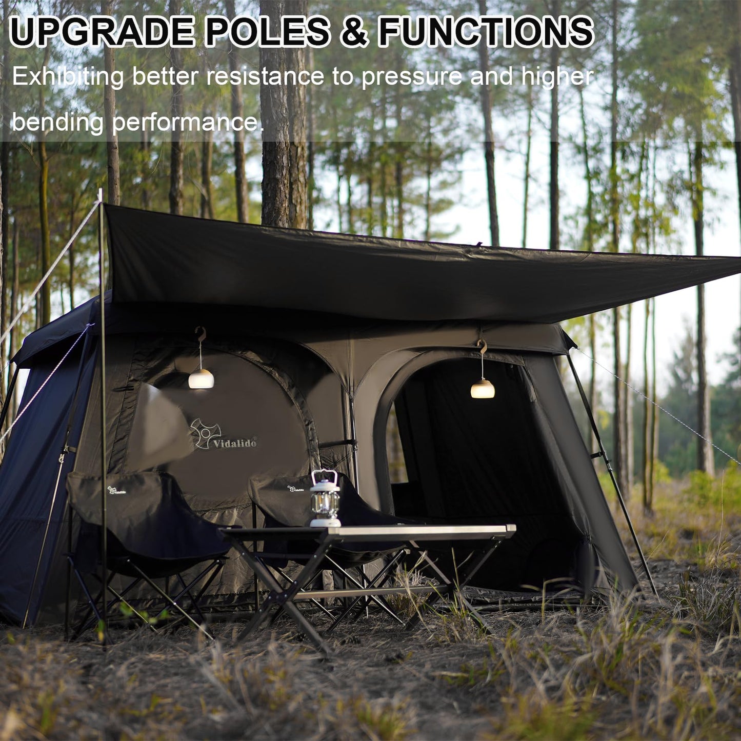 Vidalido Tents，6-8 Person Camping Tent with Extended Vestibule，2 Room Weather Resistant Family Tents，Easy Install Waterproof Outdoor Tent for Backpacking and Camping Hiking