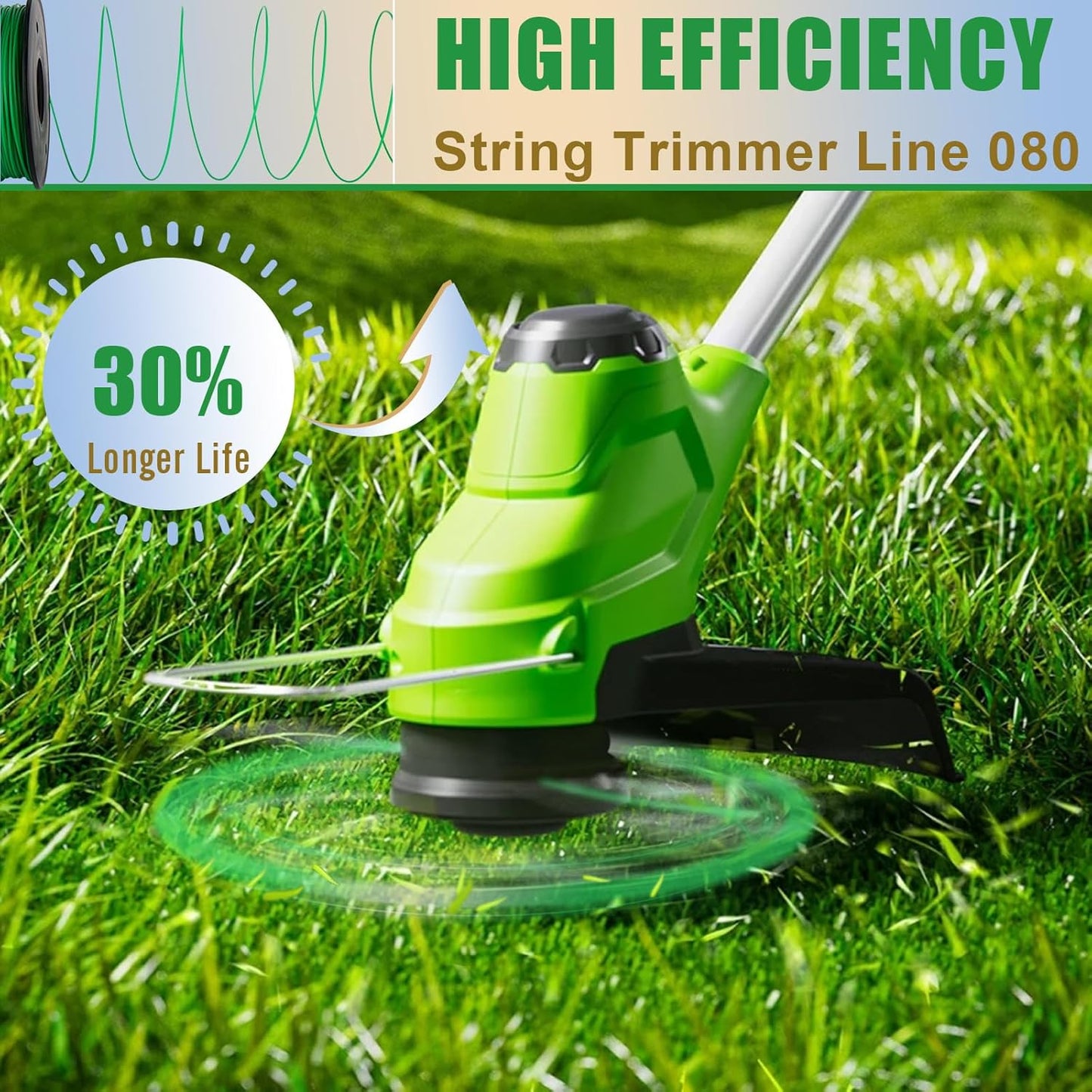 080 Trimmer Line - Heavy Duty .080 Inch String Trimmer Line | 1230ft Commercial Grade Green