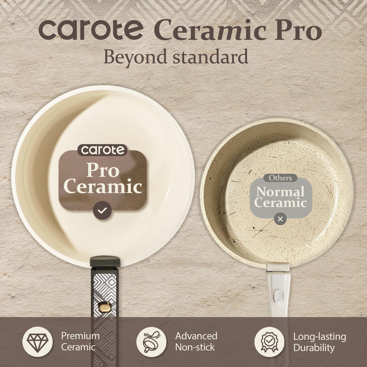CAROTE 21-Piece Ceramic Cookware Set, Nonstick Pots and Pans Set with Detachable Handle, Non-Toxic Kitchen Cooking Set, Induction Compatible, Dishwasher & Oven Safe, Charcoal