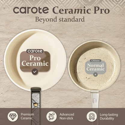 CAROTE 21-Piece Ceramic Cookware Set, Nonstick Pots and Pans Set with Detachable Handle, Non-Toxic Kitchen Cooking Set, Induction Compatible, Dishwasher & Oven Safe, Charcoal