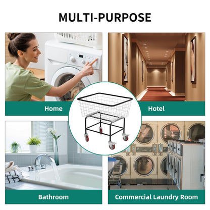 Ultym Extra-Large Rolling Laundry Cart with Wheels Holds 4 Washer Loads, Wire Laundry Basket, Heavy-Duty Steel Storage Basket with Galvanized Finish, for Commercial or Home Laundry