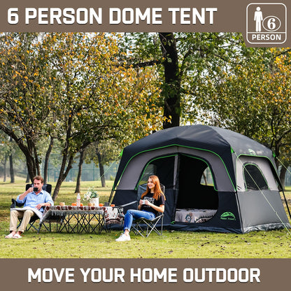Happy Travel Tent 6 Person Blackout Camping Tent, Portable Easy Setup Cabin Tents with Dark Space Design, Light Blocking Tent with Top Rainfly for Outdoor Camping, Water-Resistant,10'L x 9'W x 79" H
