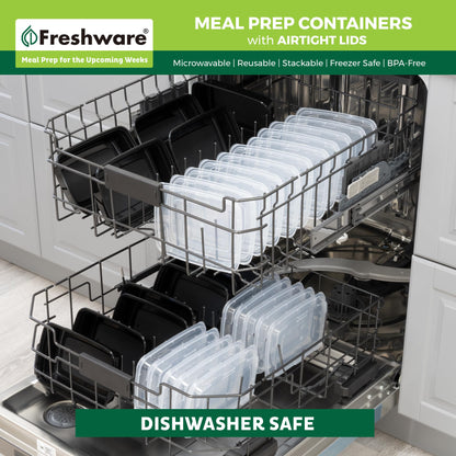 Freshware Meal Prep Containers [300 Pack] 1 Compartment with Lids, Food Storage Containers, Bento Box, BPA Free, Stackable, Microwave/Dishwasher/Freezer Safe (24 oz)
