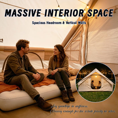 Inflatable Tent for Camping 4-6 Person-Blow Up Tent with Hand Pump-Oxford Waterproof Air Tent with Stove Jack – Portable Hot Tent for Family Glamping, Outdoor Festival（Quick Setup-5 Min for 4 Season）