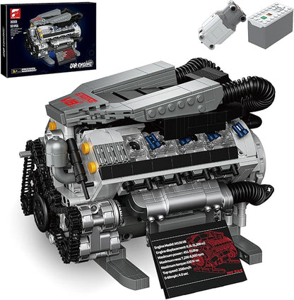 Working V8 Engine Model Building Kit Block-Compatible Physical Science Experiment STEM Toy Collectible Ornament and Creative Gift for Teens Aged 14+ and Adults(931 PCS)