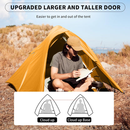 Naturehike Cloud up Base Backpacking Tent, Waterproof Lightweight 2 Person Tent for Camping, Double Layer Two Person Tent with Footprint