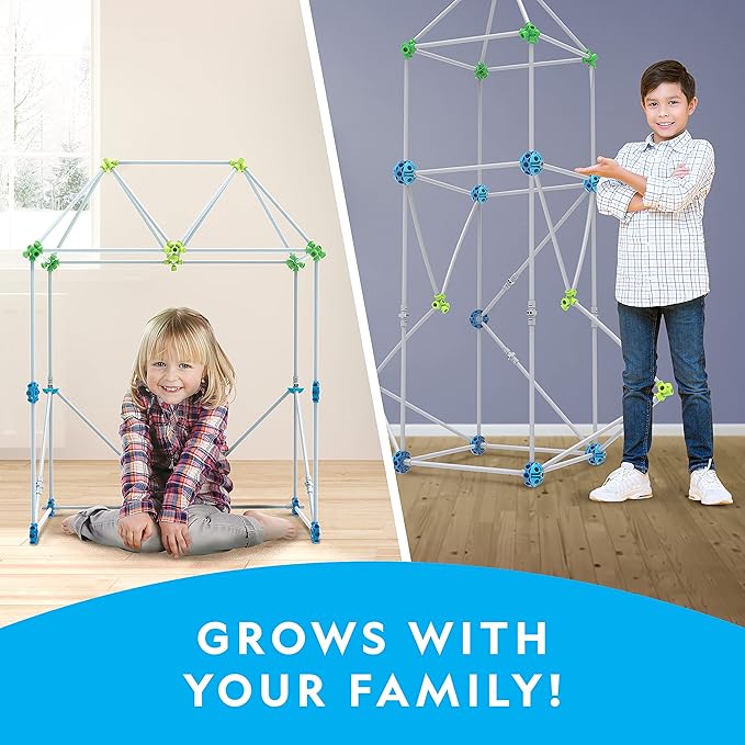NATIONAL GEOGRAPHIC Kids Fort Building Kit - 135-Piece Indoor Fort Builder Creative Play STEM Building Toys for Kids Ages 6 7 8 9 10 11 12 Blanket Fort (Amazon Exclusive)