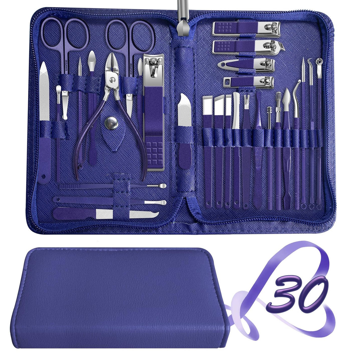 Manicure Set 30 in 1 Nail Clipper set, REDFLOW nail clippers, fingernail & toenail clippers, Manicure Tools, pedicure tools, Suitable for Travel Manicure Kit, Nail Set Kit With Everything Profe
