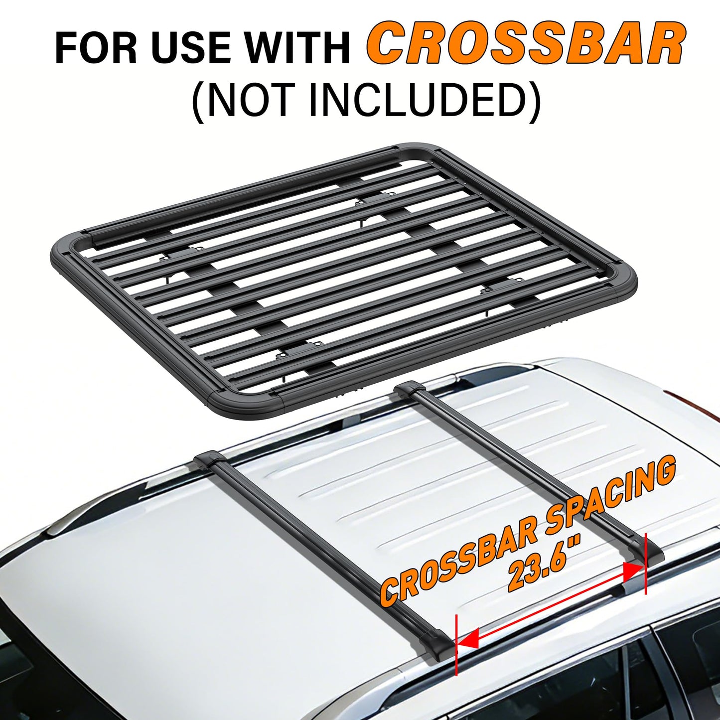 WILDROAD Aluminum Roof Platform, 55" x 47" Universal Flat Roof Rack Heavy Duty Roof Rack Platform with 10 Sets Eye Bolt Nut and T-Screws Anchoring Kit Fits for SUV, Truck