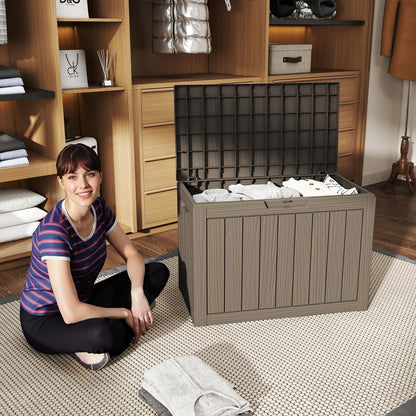 Skiennix 45 Gallon Outdoor Deck Box - Lockable Waterproof Storage for Garden Tools & Cushions | Grey