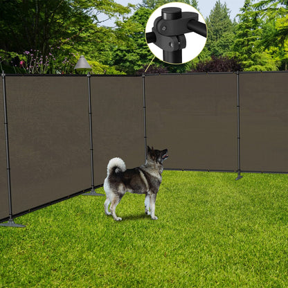 TANG 5'x12' Outdoor Privacy Screen FreeStanding, 220GSM Mesh Fencing with Poles Stakes, Privacy Fence Panels for Outside, Temporary Dog Fences for Garden Patio, Brown