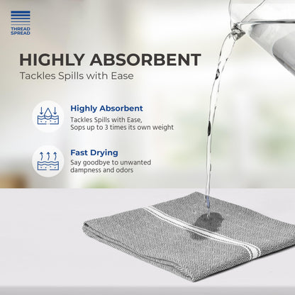 THREAD SPREAD Kitchen Towels Set - 100% Cotton Dish Towels for Kitchen - Pack of 12 Super Absorbent Hand Towel - Grey Tea Towel - Quick Dry & Soft Durable Dish Cloths - 15”x25”, Grey Chambray