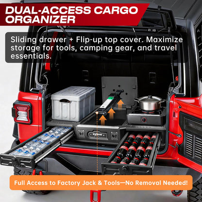 syhvu MagicBox Car Trunk Organizer for 2021-2025 Ford Bronco 4-Door, Heavy-Duty PE Storage Drawer with Hidden Lock, Fold-Flat SUV Sleeping Platform & Cargo Management System