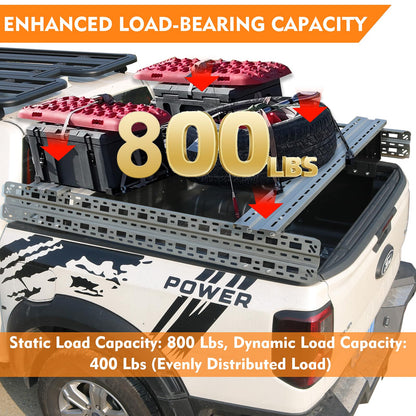KEHOSX Adjustable Overland Bed Rack Truck Cargo Carrier | Compatible with Silverado/Colorado/Canyon/Sierra/S-10/Sonoma/Ram/F-150/F-250/F-350/Tundra/Titan/Ranger for Most Pickup
