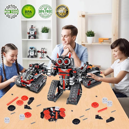 Remote Control Robot Building Kit for Boys 6-12 3-in-1 STEM Remote &amp APP Controlled Coding Gear Robot/Tank/RC Car 419 Pcs Science Learning Educational Building Blocks Toy Set Gift for Kids