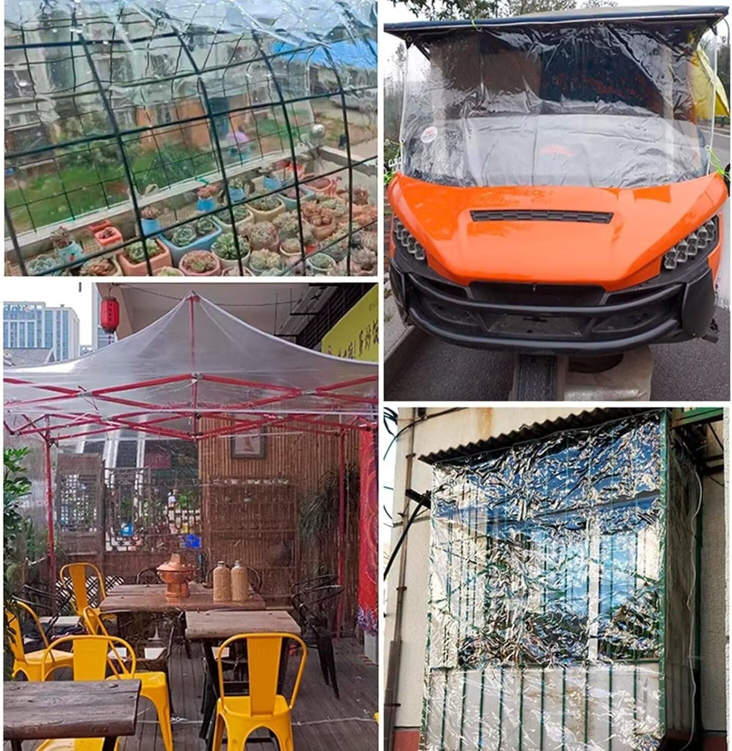 HAJDCUTC 12 'x 16' Clear Vinyl Tarp, Heavy Duty PVC Waterproof,with Grommets and Cable Tie,Thick and Tear-Resistant, Camping, Patio, Rain or Sun Shelter, Cars, Tarpaulin Home Garden Outdoor Use