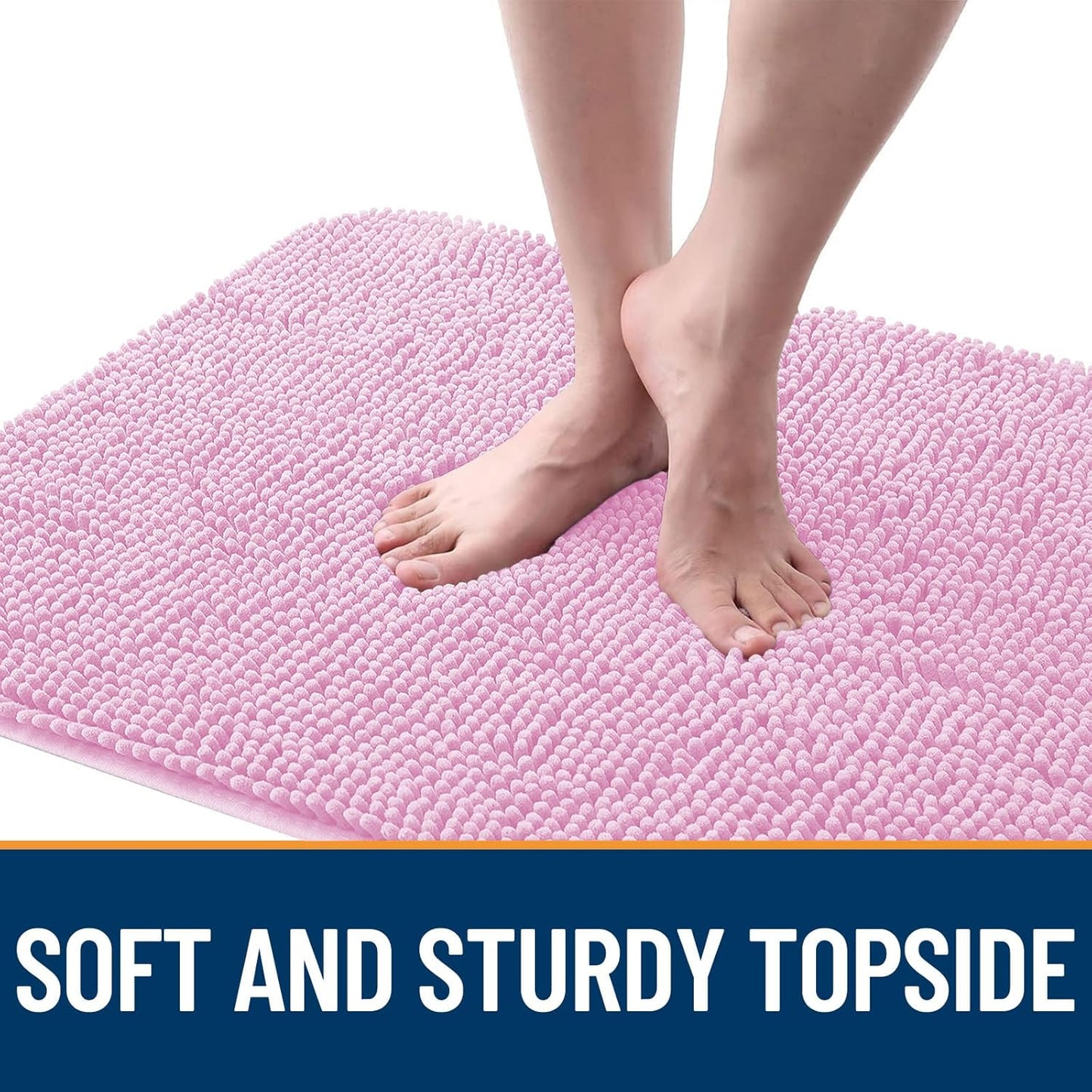 OLANLY Dog Door Mat - Absorbent Non-Slip Washable Doormat for Muddy Paws | 50x30 Pink Chenille Mat