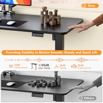 Furmax 55 x 24 Inches Electric Height Adjustable Standing Desk Large Sit Stand Up Desk Home Office Computer Desk Memory Preset with T-Shaped Metal Bracket, Black