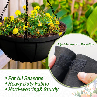 Skiennix 12-Inch Fabric Planter Basket Liners - Eco-Friendly Felt Replacement for Hanging Baskets
