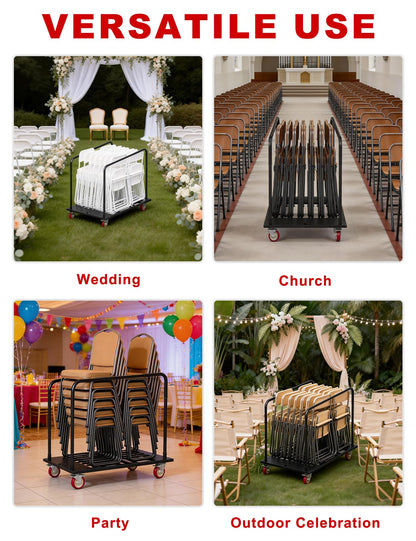 Folding Table Cart with 5" Heavy-Duty Swivel Wheels, Heavy Duty Table Dolly, 1800 LBS Drywall Dolly Cart for Party Events, Factory, Hotel, Warehouse, 10 Table Capacity