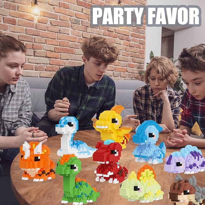 9 Packs Mini Building Set Dinosaur Toys for Adult Cut Dionsaur Building Blocks Party Favors Toys Assemble Game Home Decor Creative Birthday Gifts 14+