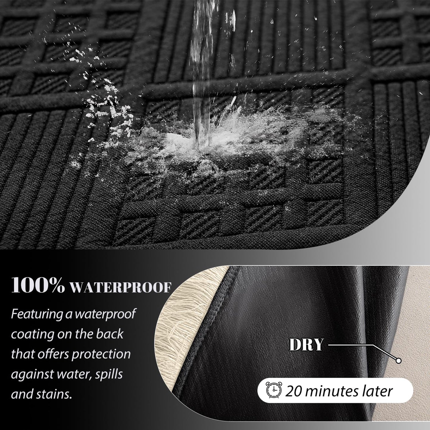 HYZOTEX Waterproof Sectional Couch Covers Sectional Sofa Cover L Shaped Corner Sofa Slipcovers Blanket for Dogs Pets Washable Jacquard Quilted L Shape Furniture Protector (75x276 in, Charcoal Black)