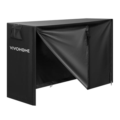 VIVOHOME 5ft Heavy Duty Indoor Outdoor Firewood Storage Log Rack with Cover Combo Set Black and 5ft Outdoor Firewood Storage Cover with Zipper and Hook Loop Tape (Log Rack not Included)