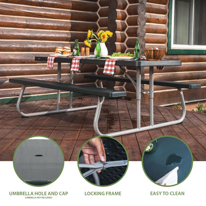 LIFETIME 6-Foot Classic Folding Picnic Table, Seats 8, Green