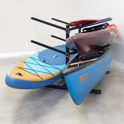 Teal Triangle Freestanding Kayak Storage Rack – 6 Kayak Rack & Canoe Rack – Indoor Outdoor Kayak – Adjustable Surfboard & Stand Up Paddle Board Holder – Adjustable Storage Stand - Black
