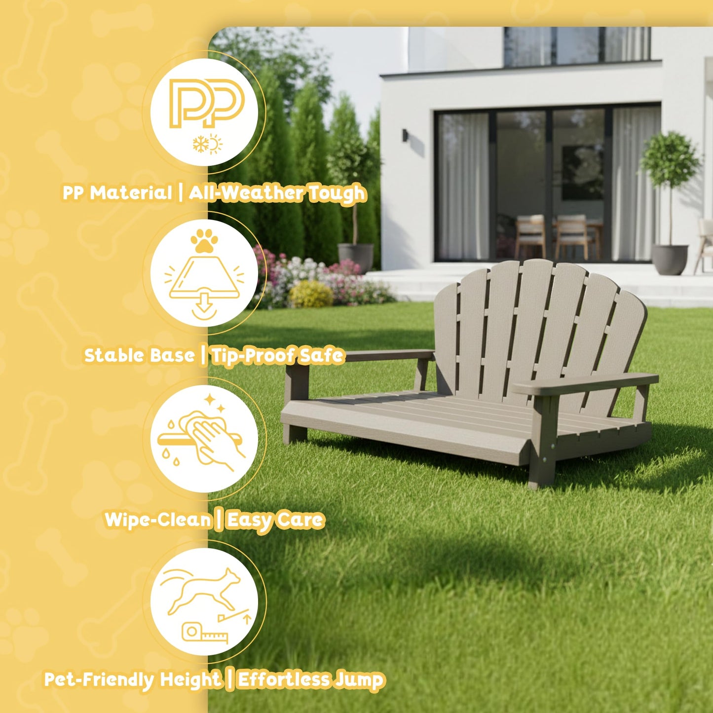 Bifanuo Dog Bed for Medium Size Dog, Chew Proof Dog Bed with Off-The-Ground & Waterproof & Indestructible Dog Couch for Small & Medium Dogs, Easy to Clean and Assemble Outdoor Dog Bed Sofa(Grey)