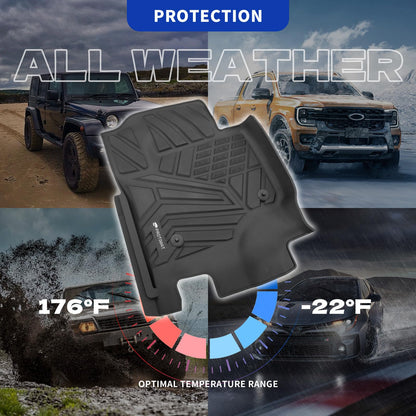 Protimat Floor Mat Custom Fit 2017-2024 2025 Ford F-250 SuperCrew Cab, All Weather TPE Floor Mats for Ford F250 1st & 2nd Row Full Set Cargo Liner (Black)