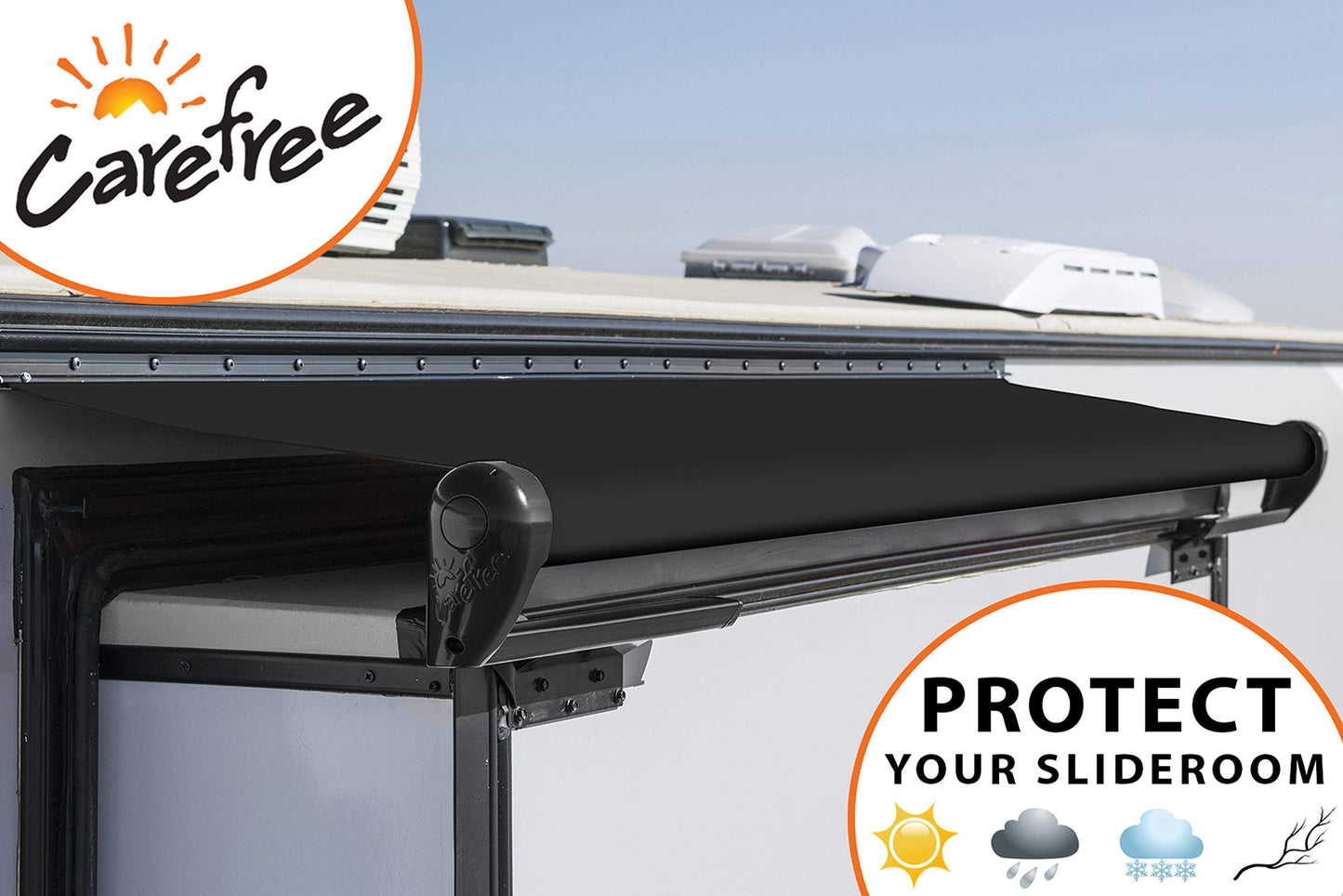 Carefree Universal RV Slideout Awning Fabric Replacement (200" x 150") - Cut to Fit Length, Standard RV Slide Room Extension Awning with FLXguard Protection for Pop Out Room (White)