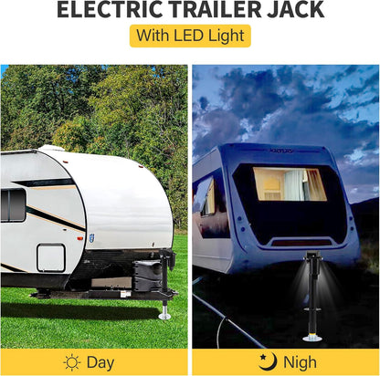 Pafessa 12V Electric A-Frame Trailer Tongue Jack with 7 Way Plug, 3500lb Lift Capacity 18” Travel Add 4.5” with the Drop Foot, Protective Cover Included