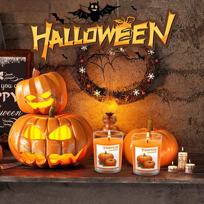 Pumpkin-Scented Glass Votive Candles, Set of 12 – Warm Fall Aroma, Perfect for Home Decor, Thanksgiving, and Halloween Parties
