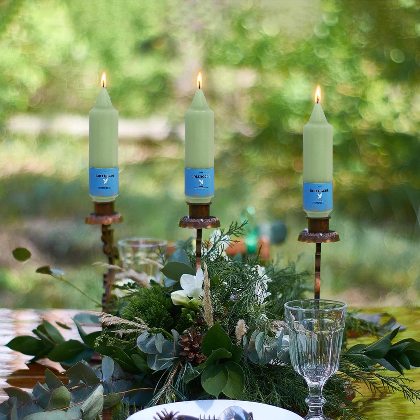 Unscented Dripless Taper Candles Light Green 5INCH Smokeless Short Taper Candlesticks for Dinner Weddings Birthday Party Home Décor