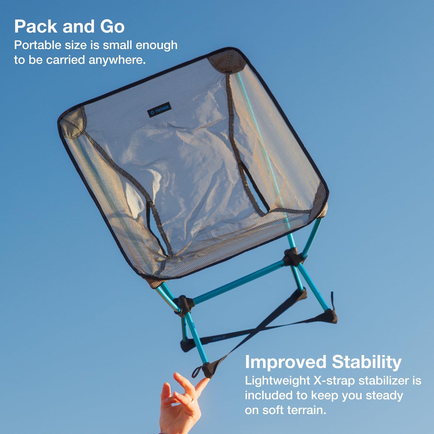 Helinox Chair Zero LT, 1.12 lbs Lightweight Camping Chair, Durable Ripstop, Compact Size, Portable and Packable Seat, Strong and Ultralight Frame, Backpacking Travel Essential, Cyan