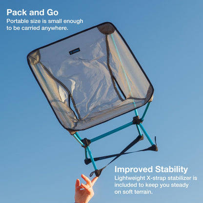 Helinox Chair Zero LT, 1.12 lbs Lightweight Camping Chair, Durable Ripstop, Compact Size, Portable and Packable Seat, Strong and Ultralight Frame, Backpacking Travel Essential, Cyan