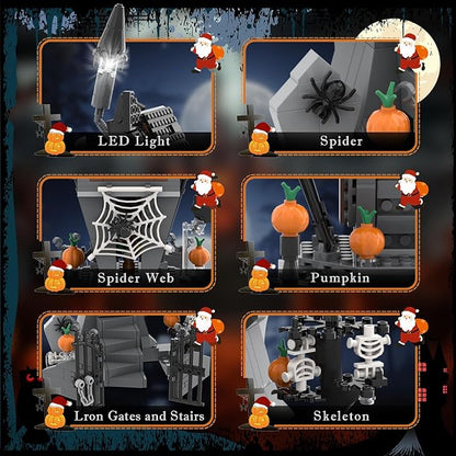 Haunted House Building Toys with Light Night Before Halloween Haunted Mansion Building Set for Movie Fans and Kids Compatible with Lego 581 PCS