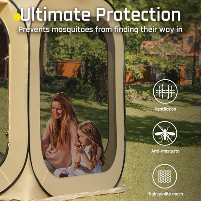 JELUCAMP 10x10 FT Pop Up Screen House Tent - Instant Screened Gazebo Canopy with Mosquito Net, Portable Backyard Tent for 4-6 People, Easy Setup Patio Shelter for Camping, BBQ, Sports & Outdoor