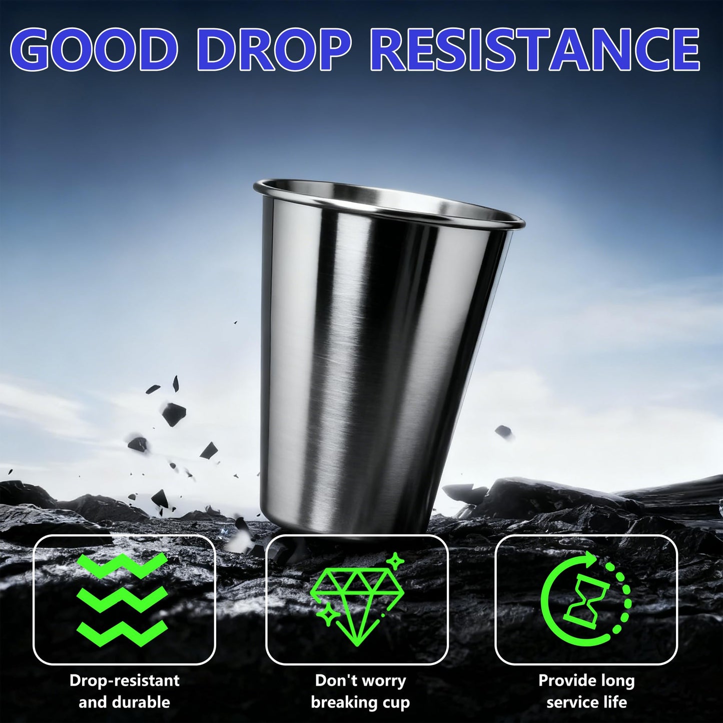 WELVRVIR 20oz 60PCS Stainless Steel Pint Cup,Pint Tumbler,Reusable metal Cups,Stainless Steel Water Tumbler,BPA Free,Stackble,Durable,Unbreakable Metal Drinking Glasses for Bar,Banquet Mugs (60, 20OZ)