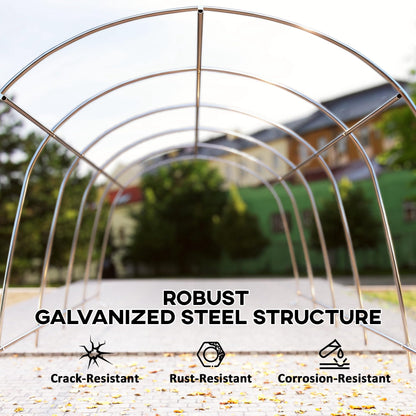Outsunny 12' x 23.6' Heavy Duty Carport, Portable Garage Car Canopy Tent with UPF50+ Sun Protection, Galvanized Frame, Large Roll-Up Door for Cars, Trucks, Boats, Motorcycle, Bike, Dark Gray