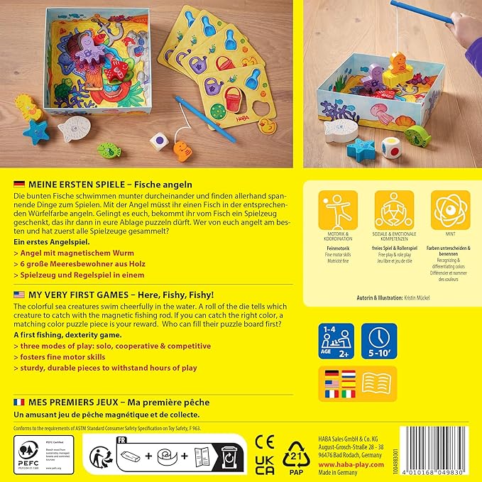 HABA My Very First Games - Here Fishy Fishy! Magnetic Fishing Game Ages 2+ Made in Germany Toddler Games Learning Toys Preschool Toys