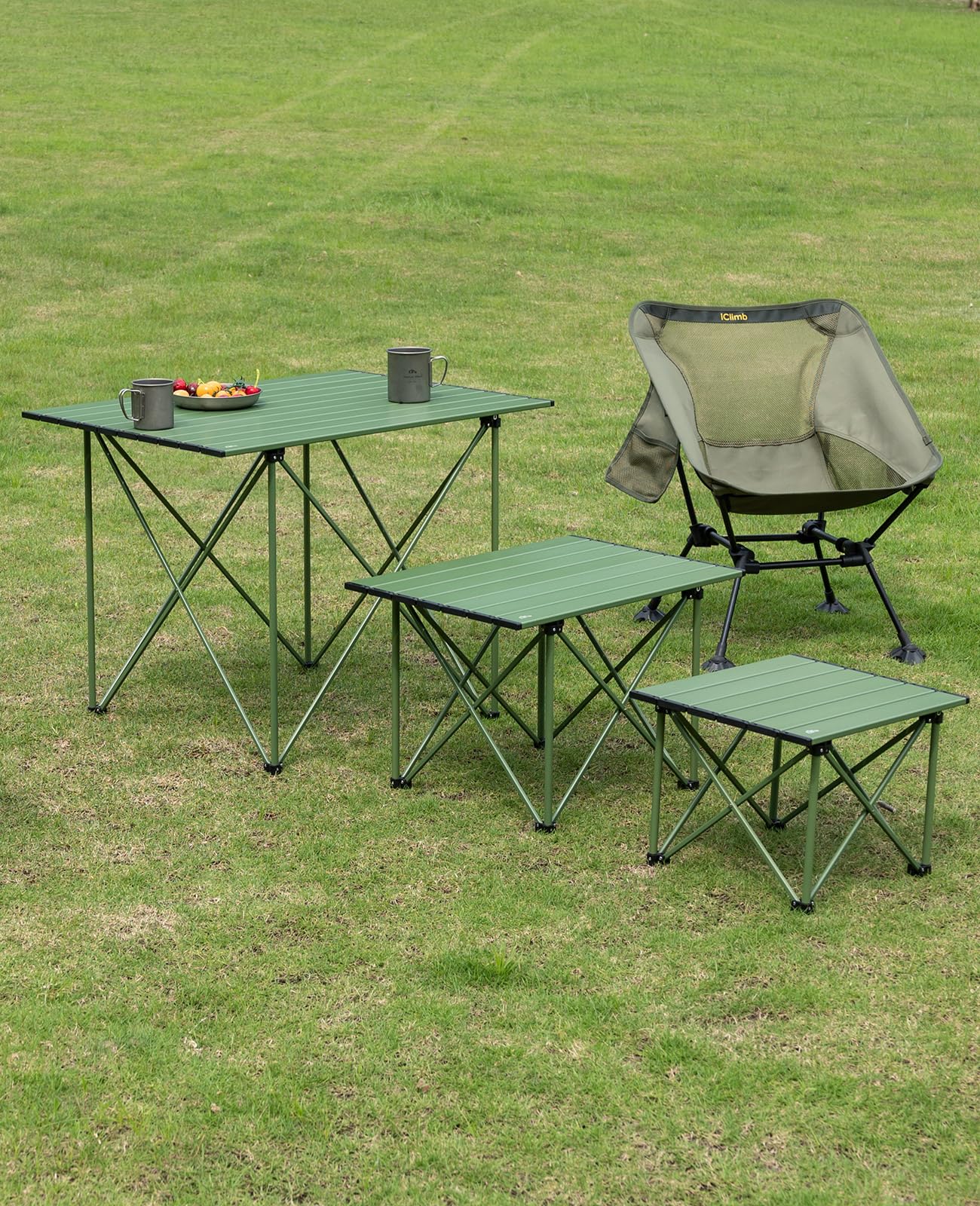 iClimb 1 Folding Table and 1 Super Easy Assemble Cot, Ultralight Compact for Adults Outdoor Camping Backpacking Hiking