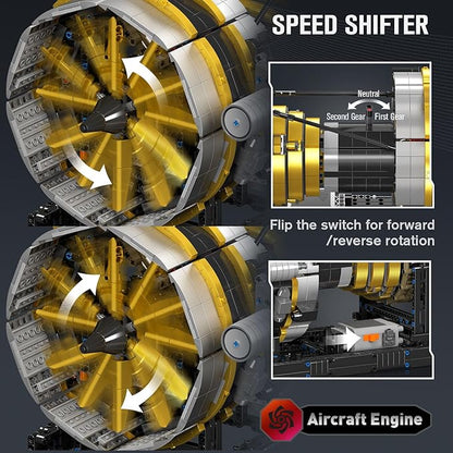 Mould King 10141 Aircraft Engine Model that Works Ideas Transmission Engine Model Toy for Display DIY STEM Project for 14+ Adults/Teens(2256 PCS)