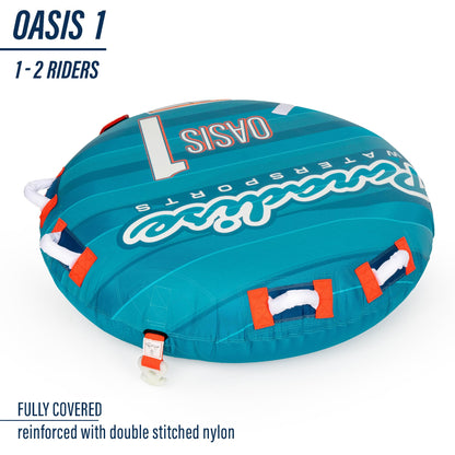 NorEast Outdoors Paradise Water Sports - Oasis Towable Tube for Boating - 1 Rider, Teal/Red
