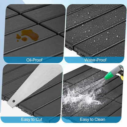 ToLanbbt Plastic Interlocking Deck Tiles 36 Pack 12"x12" Waterproof Indoor Outdoor Composite Patio Flooring Decking Tiles All Weather Use for Patio Porch Balcony Backyard Poolside, Dark Grey