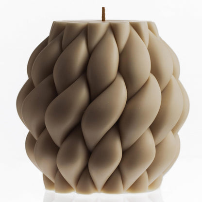 LAWA Knot Ball Candle - Large Beautiful Handmade Pillar Scented Soy Wax Elegant Bubble Aesthetic Candle Housewarming Gift Home Room Shelf Decor Idea Sandstone