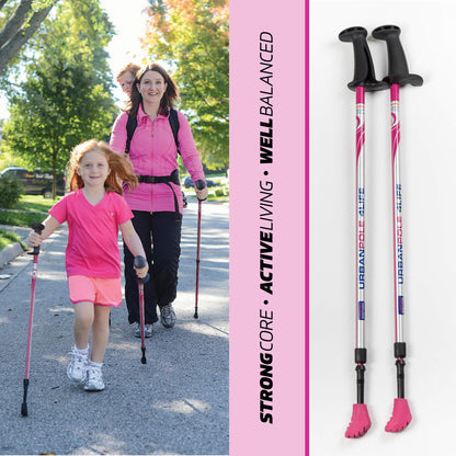 Urban Poling 4LIFE Urban Poles – 1 Pair – Fitness Edition – Patented Ergonomic CoreGrip™ for Stability – Adjustable, Collapsible, Lightweight for Comfort